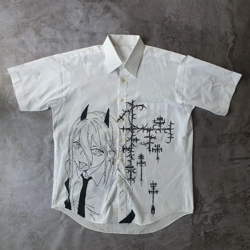1on1 Chainsawman Power White Shirt Reworked Painted photo 1