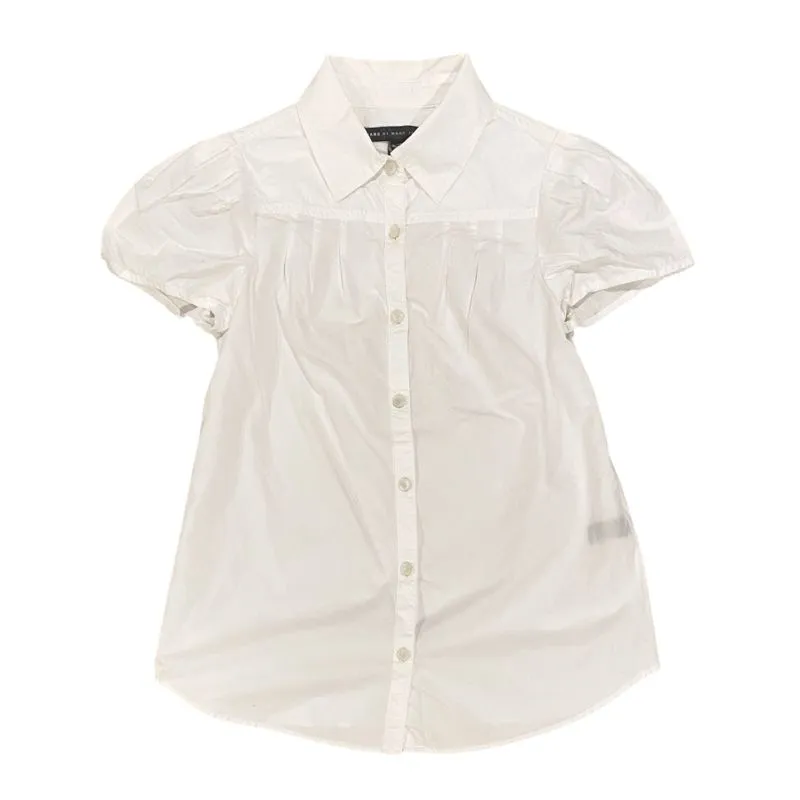 Marc Jacobs White Puff Sleeves Peplum Babydoll Button Up Top photo 1