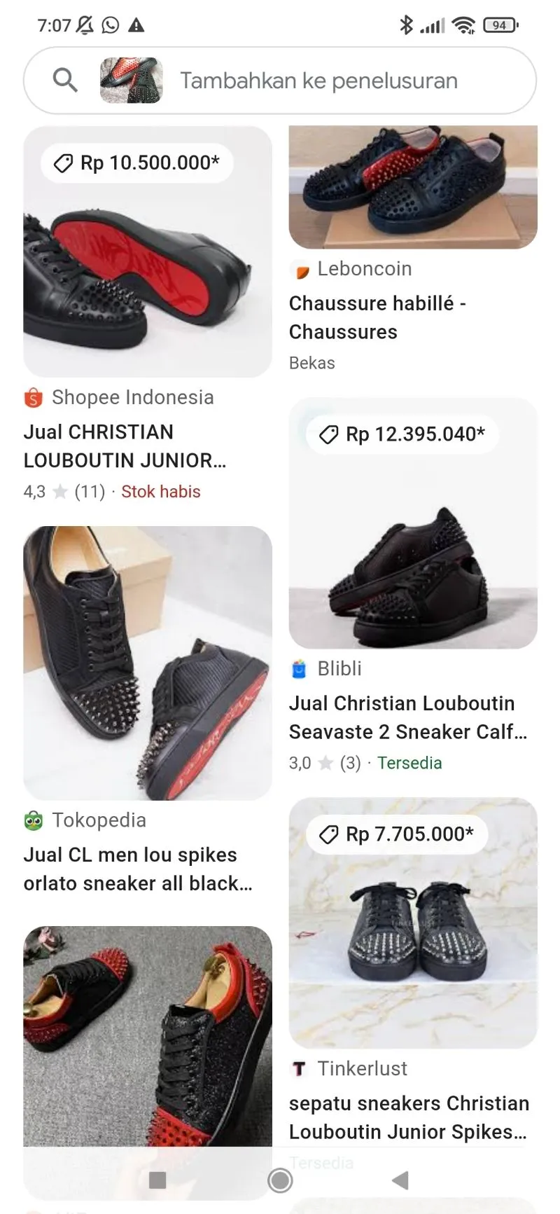 Christian Louboutin Casual Casual shoe Pria black red Preloved