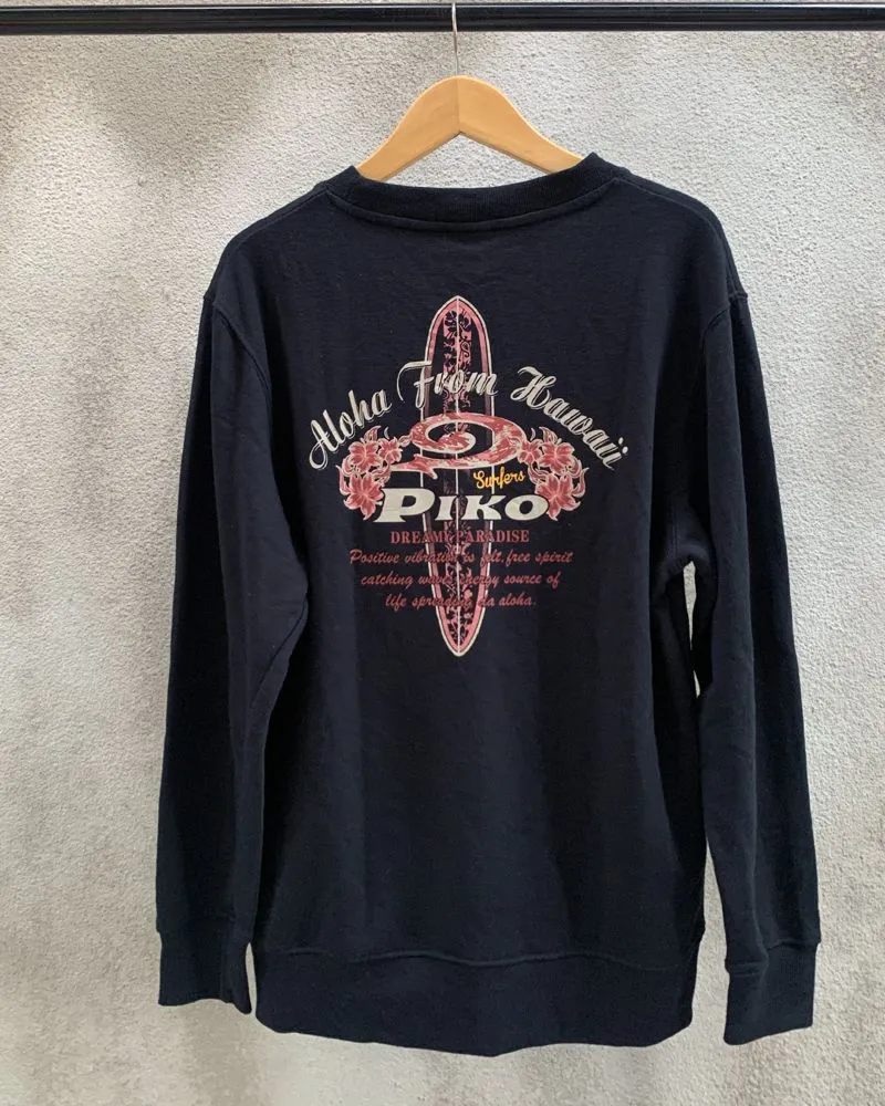 Piko Hawaiian Black Graphic Sweatshirt Preloved