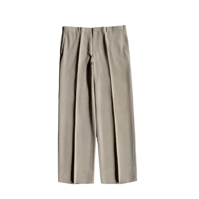 Basic Japanese active waist tailored trousers taupe beige re photo 1
