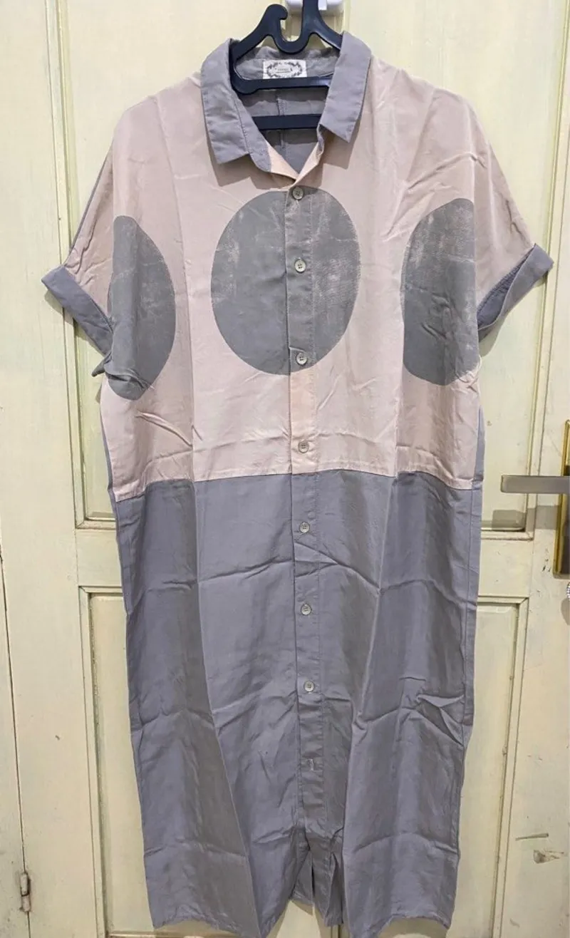 Casual Shirt dress Wanita cream photo 1
