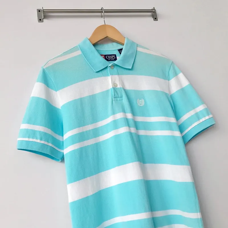 Chaps Lauren Luxury Casual Polo shirt Pria white green photo 1