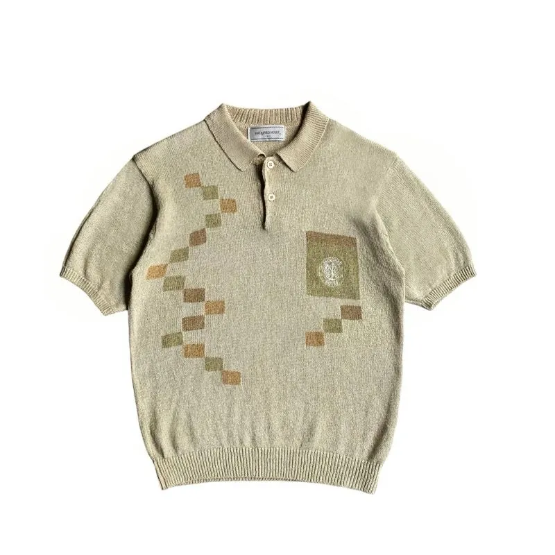 Jacquard House knitted ss polo shirt lime khaki kaos kerah  photo 1