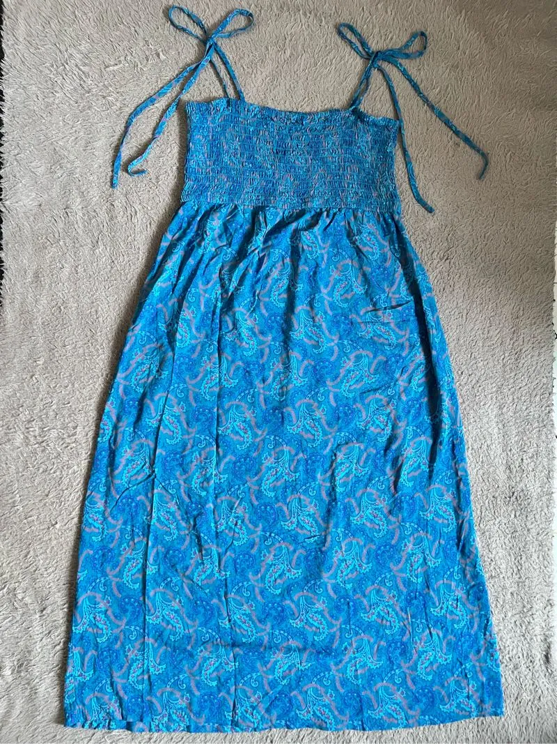 Authentic Uniqlo printed maxi dress in blue photo 1