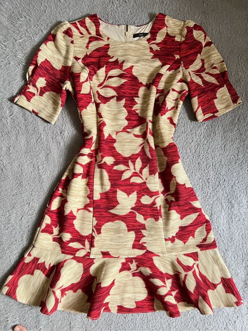 Dress nude red floral photo 1