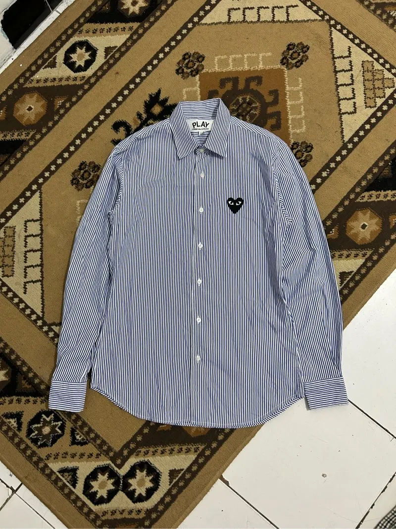 Kemeja Play Comme Des Garcons CDG Stripe Blue White Original