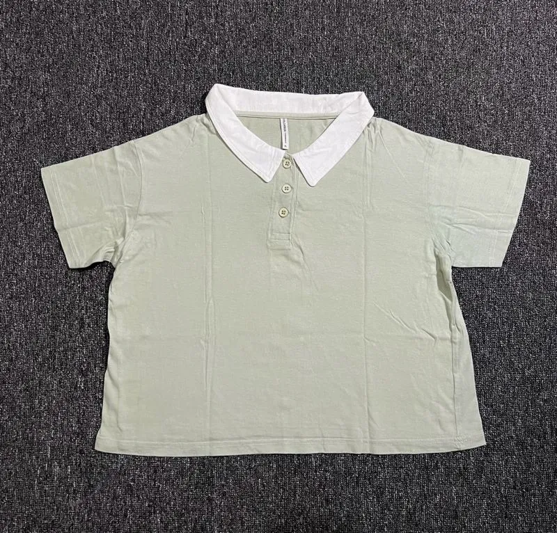 Colorbox collar polo shirt short sleeve crop polo top photo 1