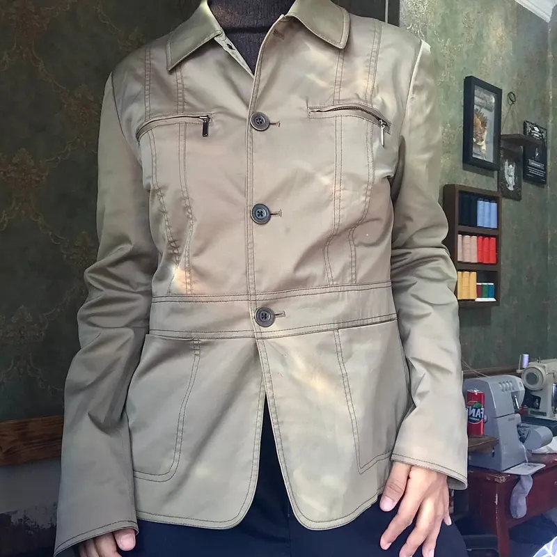 Vintage Casual Trench coat Wanita tan photo 1