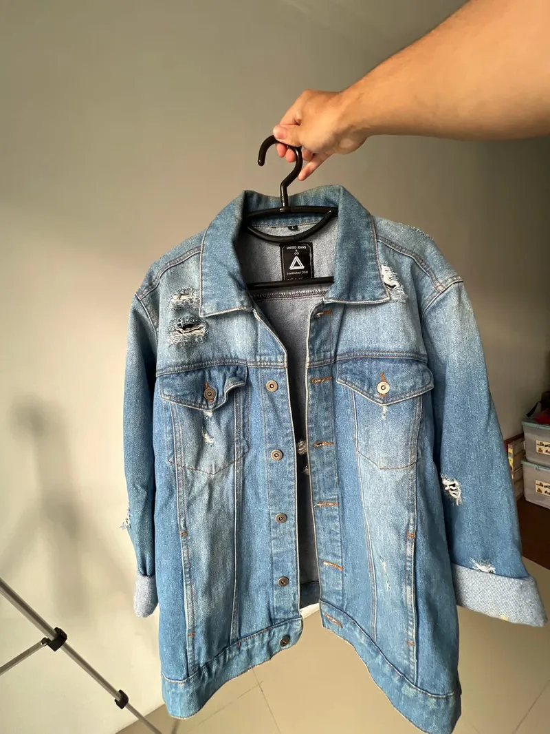 Streetwear Denim jacket Pria blue photo 1
