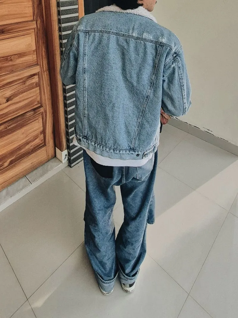 WHO.A.U Streetwear Y2K Denim jacket Pria blue photo 1