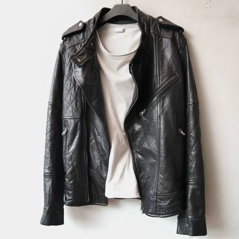 Jaket kulit asli L domba biker rider ramones quilted photo 1