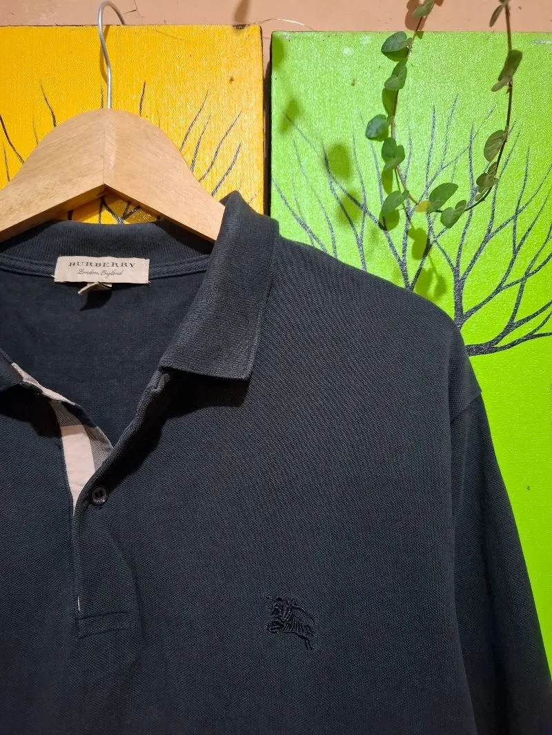 Burberry black longsleeve polo shirt