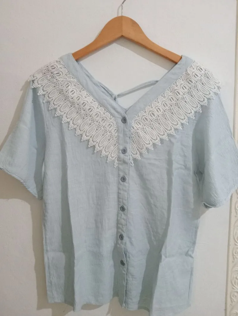 Blus bordir baby blue  photo 1