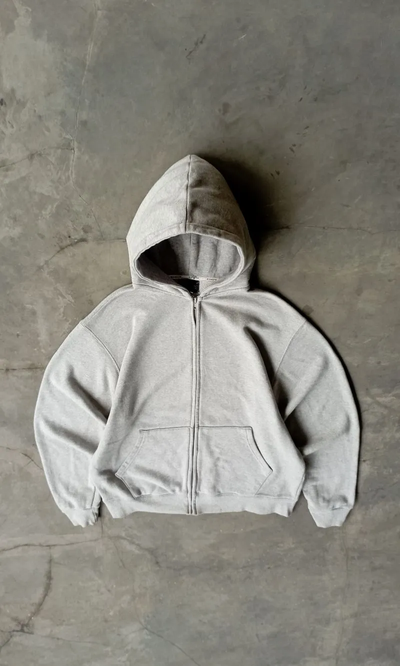 2000's Heavyweight Gray Zip Up Boxy Hoodie photo 1