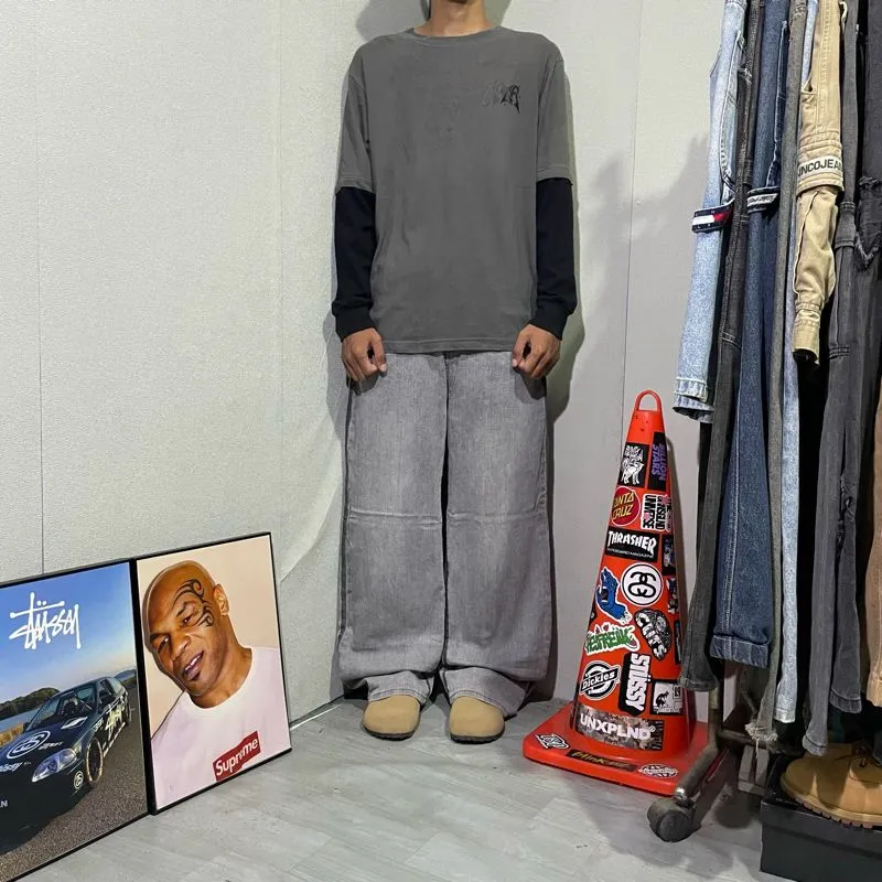 Baggy jeans gray wash black line “Fashion” photo 1