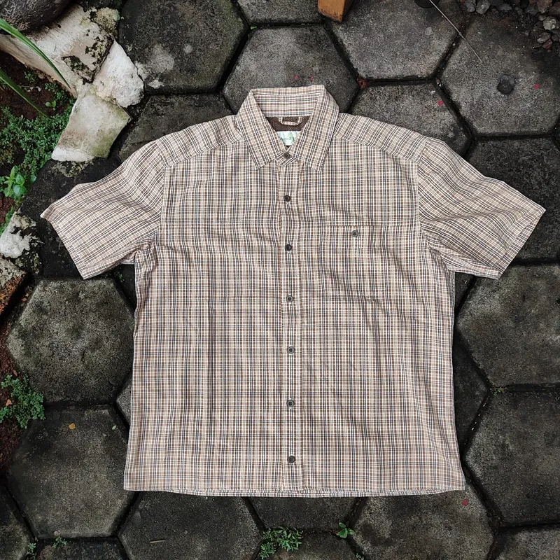 Streetwear Y2K Casual shirt Pria tan brown photo 1