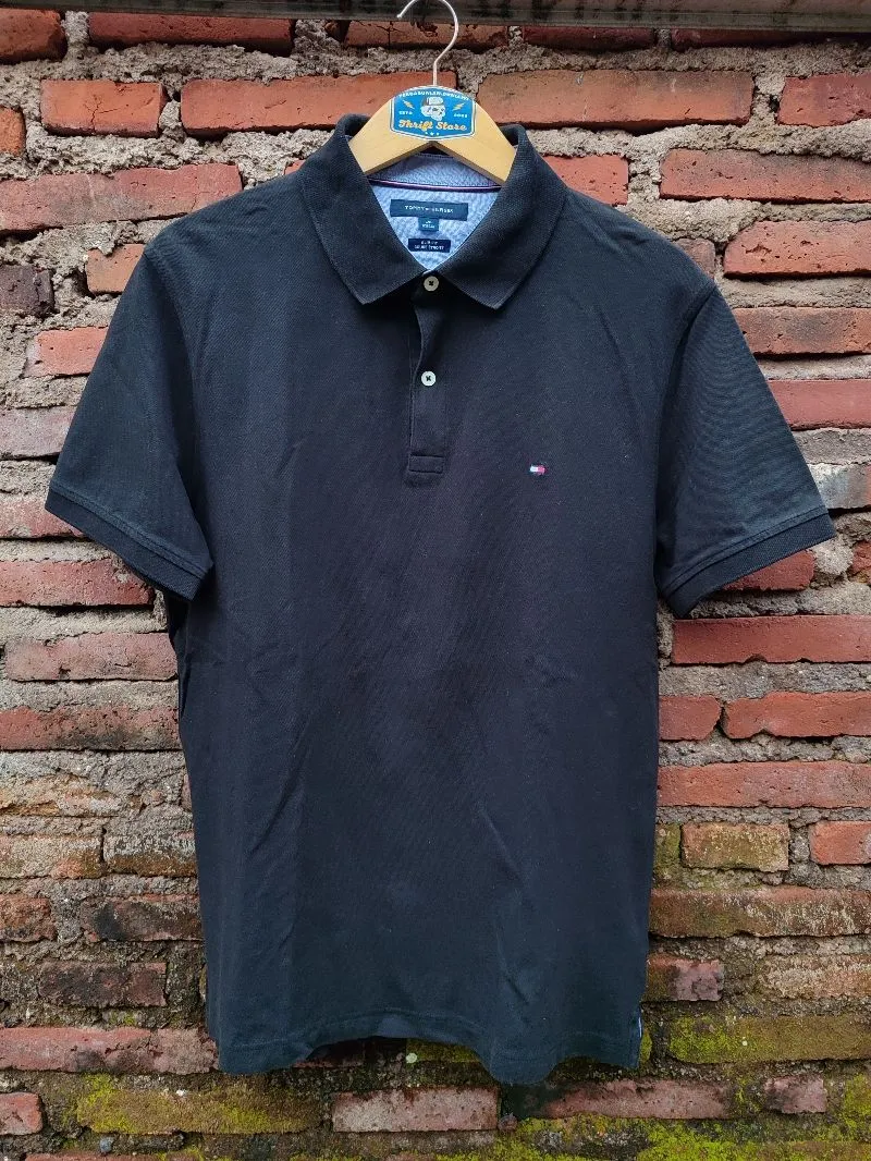 polo shirt tommy hilfiger kaos kerah tommy hilfiger black photo 1