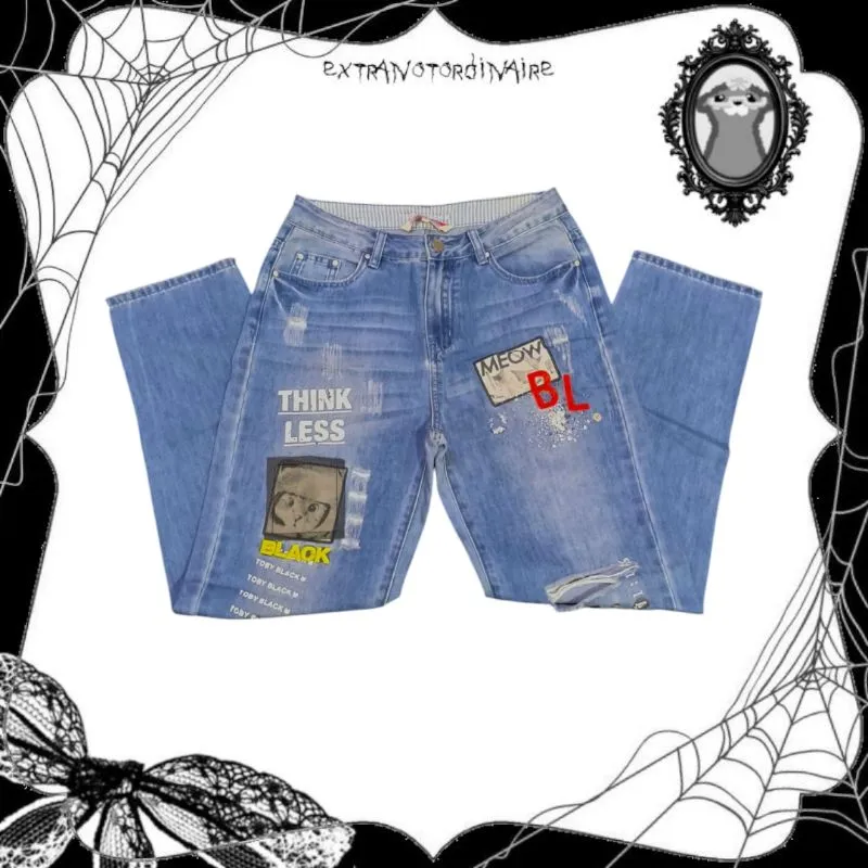 Y2K Vintage Boyfriend Jeans With Motif photo 1
