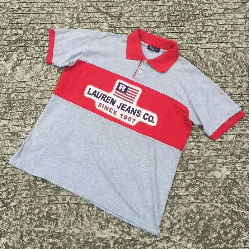 Polo Ralph Lauren Vintage Casual Polo shirt Pria red gray photo 1