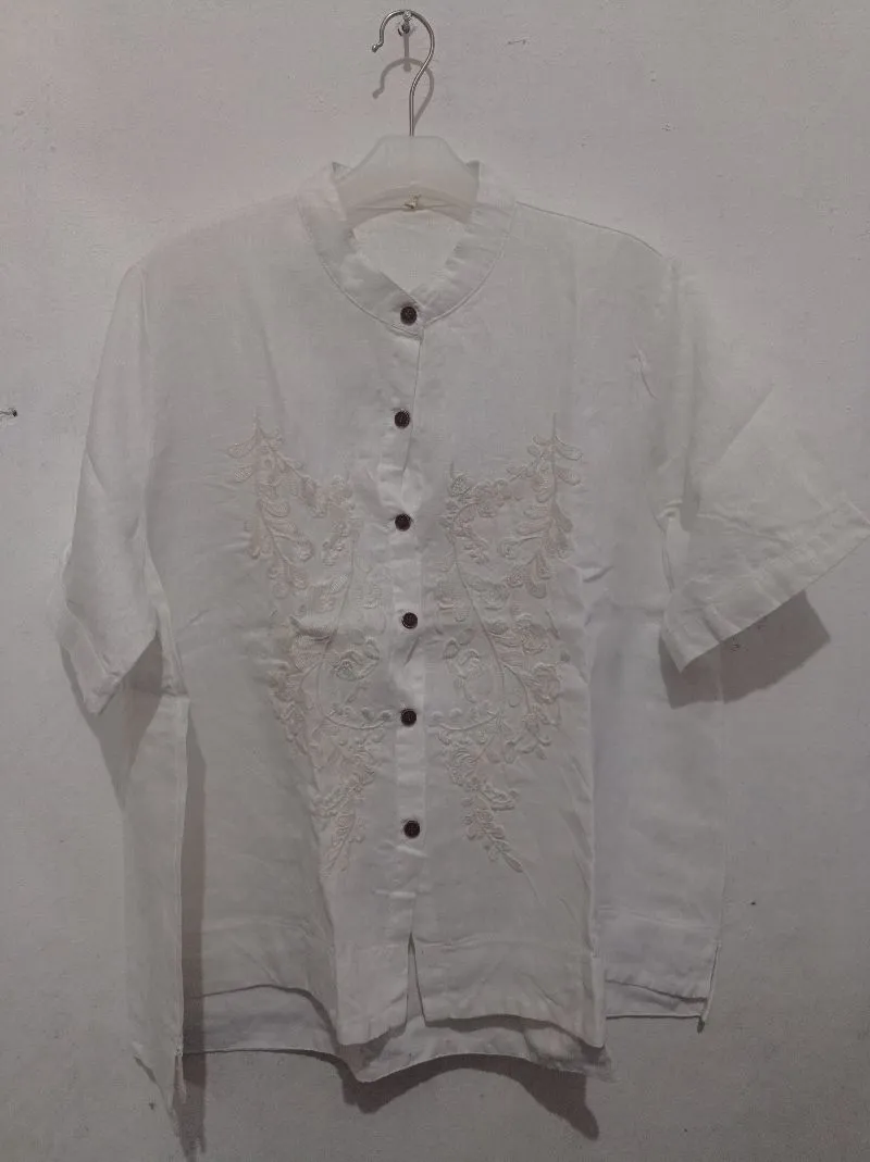 Blouses Linen in white branded atasan wanita photo 1