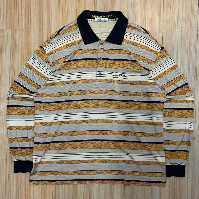 T-shirt kerah INDIAN motif salur vintage (XL) photo 1