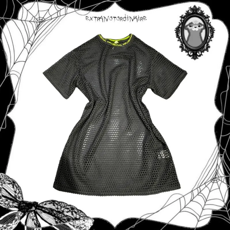 Modern Dark Goth Streetwear Mesh Dress photo 1