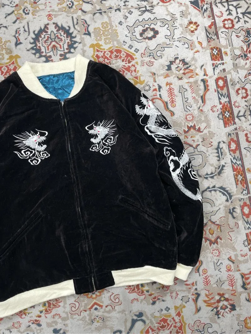 Vintage sukaja velvet open dich reversible jacket