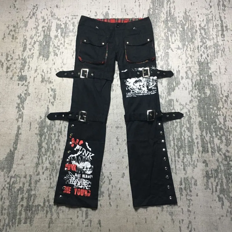 Celana Y2k Close UP Buckled Skull Bondage Japanese Punk photo 1