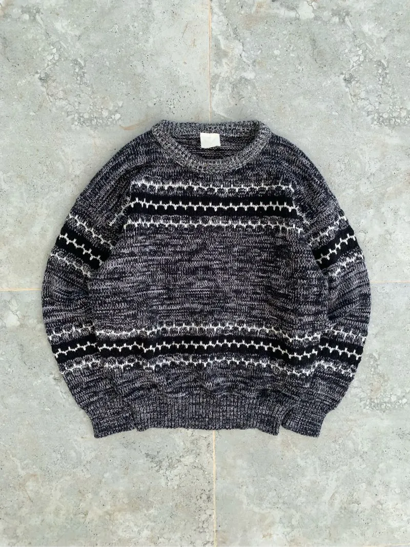 Vintage 90's Gray Abstract Stripe Pattern Knitwear  photo 1