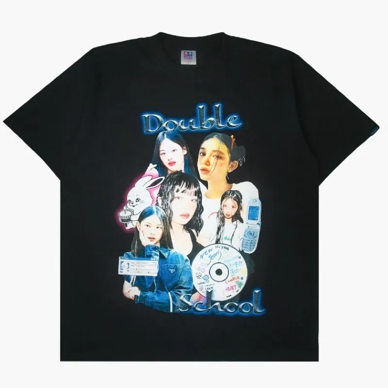 double school newjeans oversized tee t-shirt njz photo 1