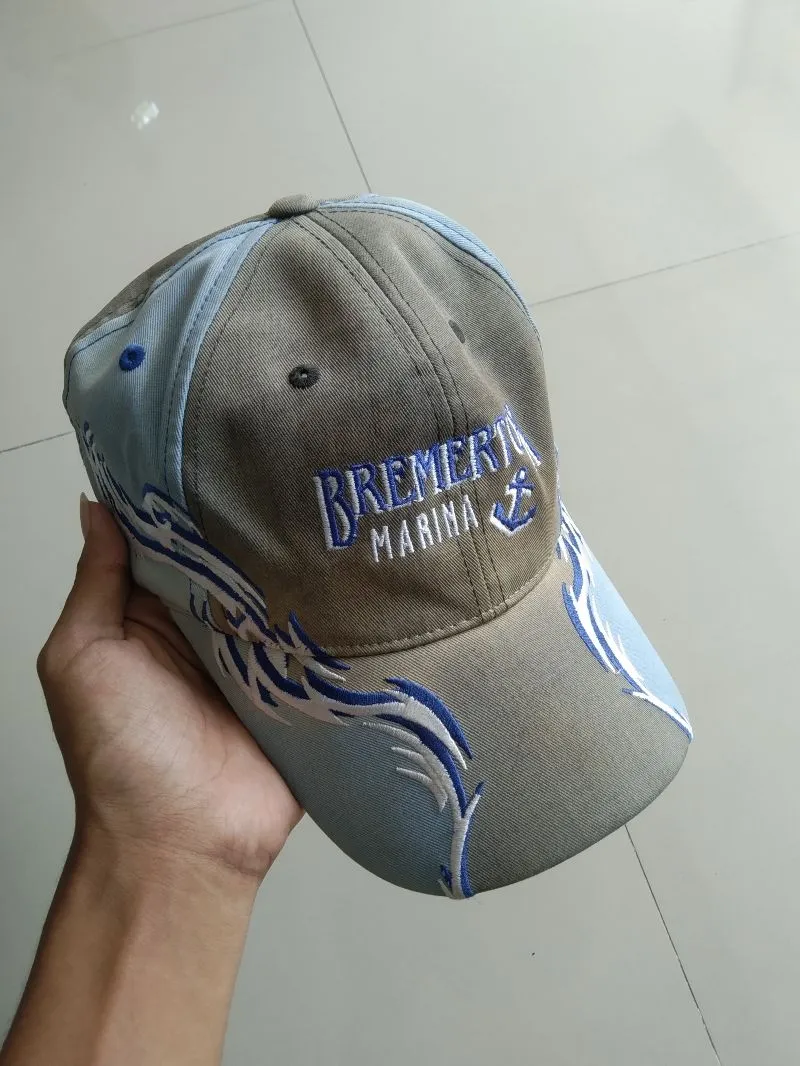 Streetwear Vintage Hat Pria blue tan photo 1