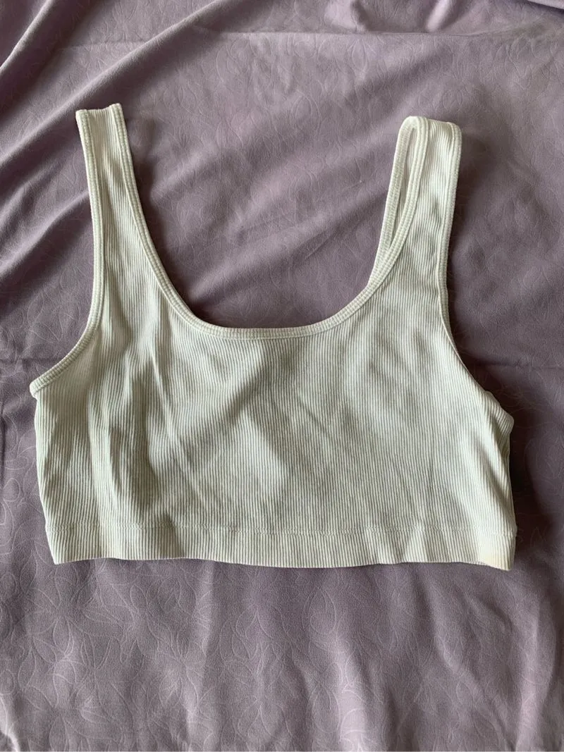 H&m crop tank top white putih photo 1
