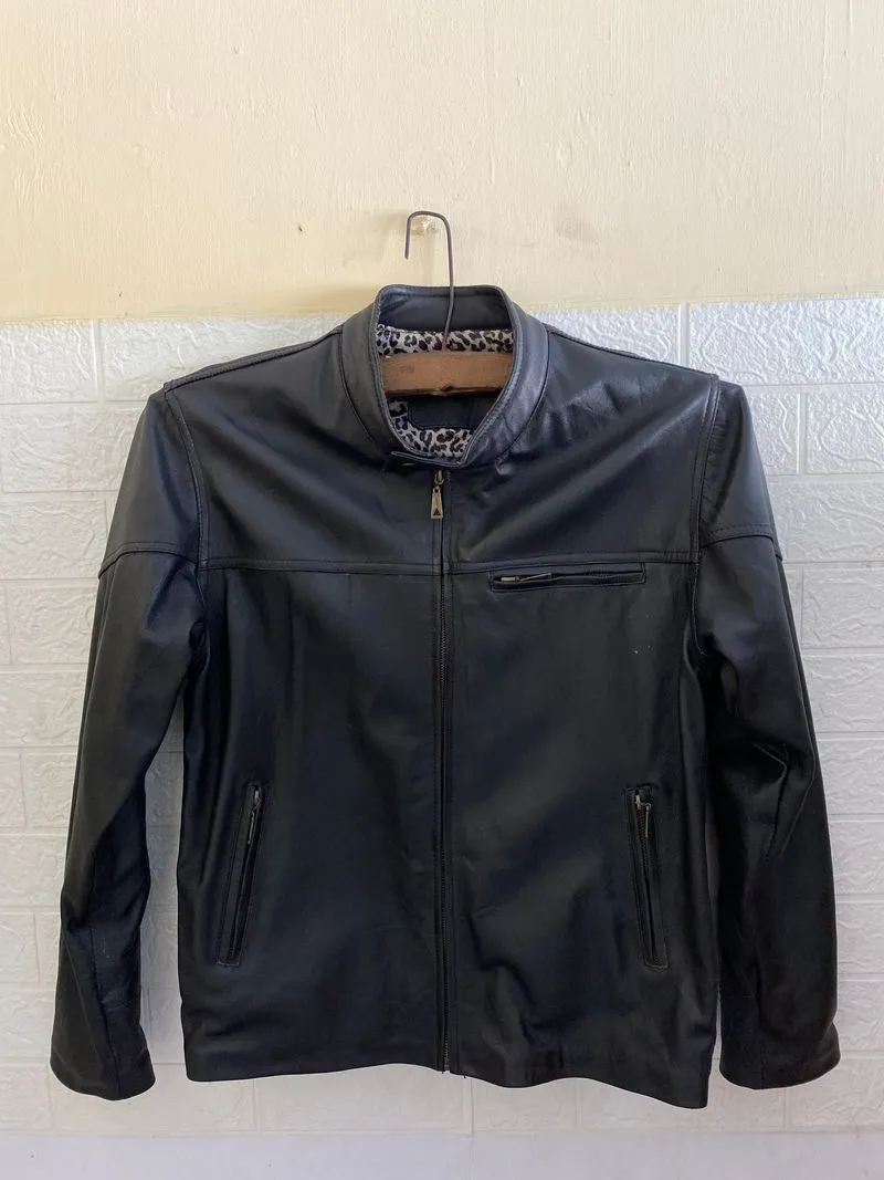 Luxury Reworked Leather jacket Pria black gray photo 1