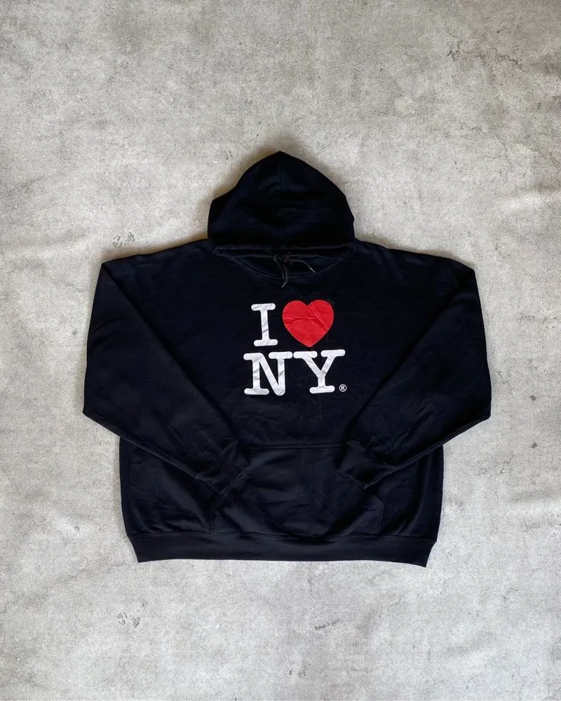 y2k I Love NY Black Boxy Hoodie photo 1
