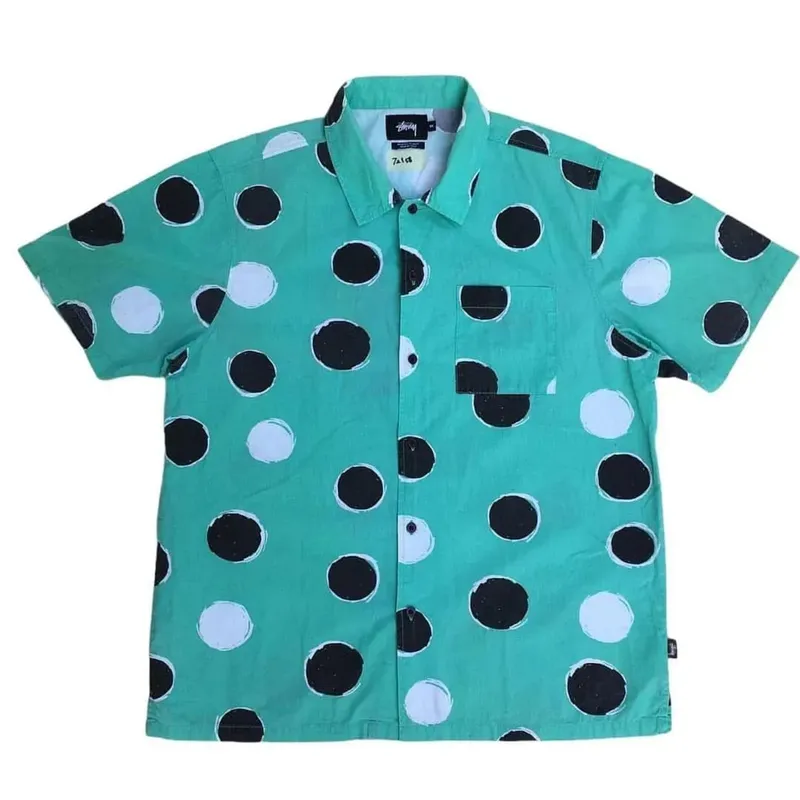 Stussy Vintage Streetwear Casual shirt Pria green photo 1
