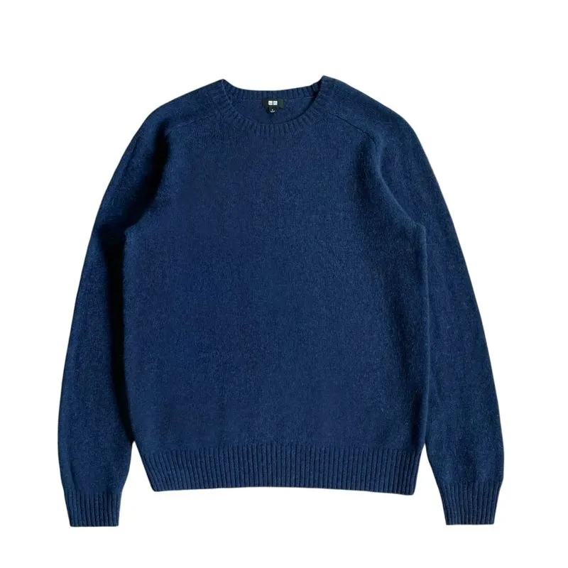 Uniqlo wool knitted sweater navy crewneck knit knitwear photo 1