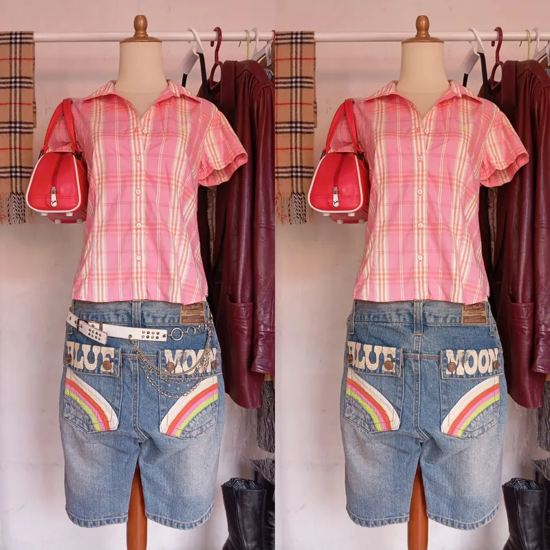 Beanpole Vintage Y2K Shirt Wanita pink yellow photo 1