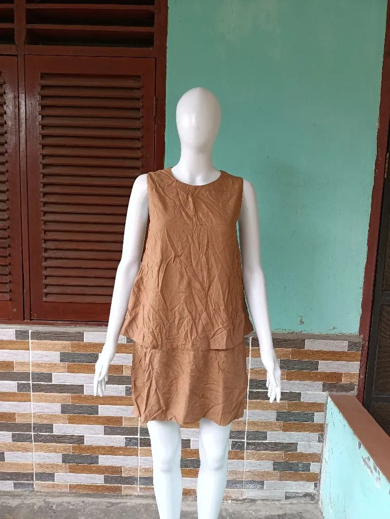 DRESS COKLAT KATUN MURAH LUCU photo 1
