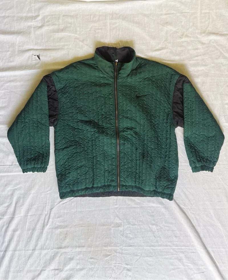 Vintage 90s Nike Reversible Jacket Swoosh Green photo 1