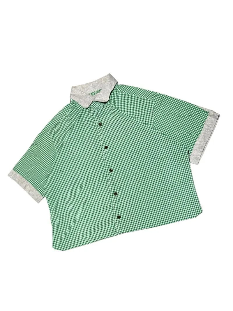 Japanese brand Streetwear Y2K Formal shirt Pria green photo 1