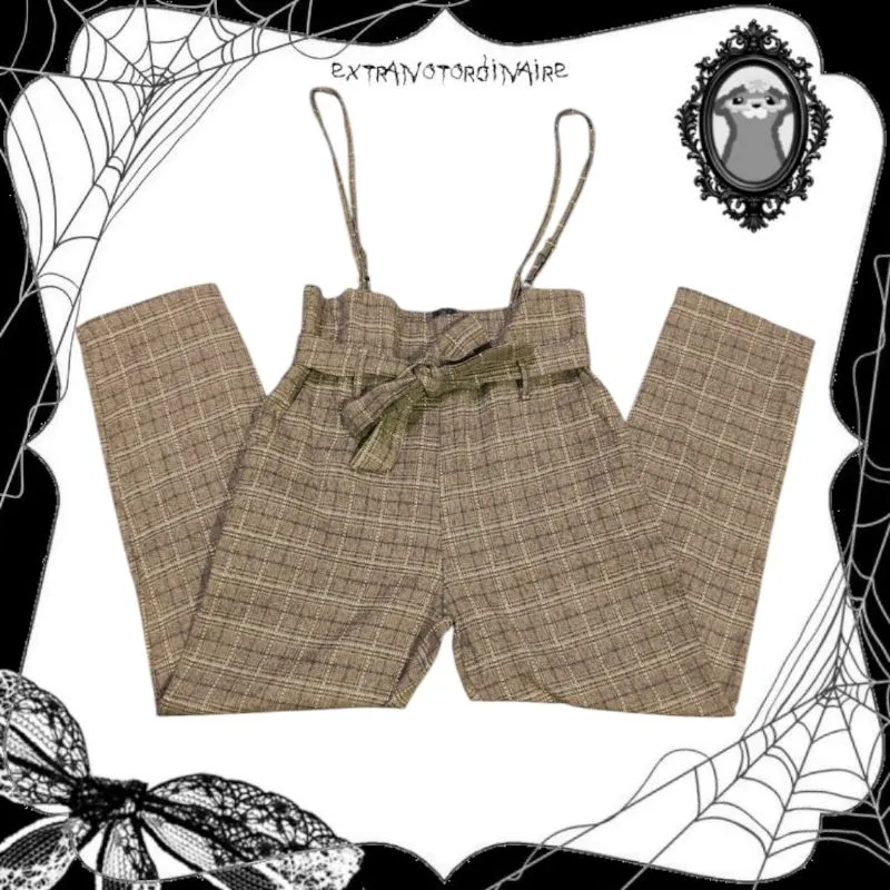 High Waist Vintage Plaid Trousers photo 1