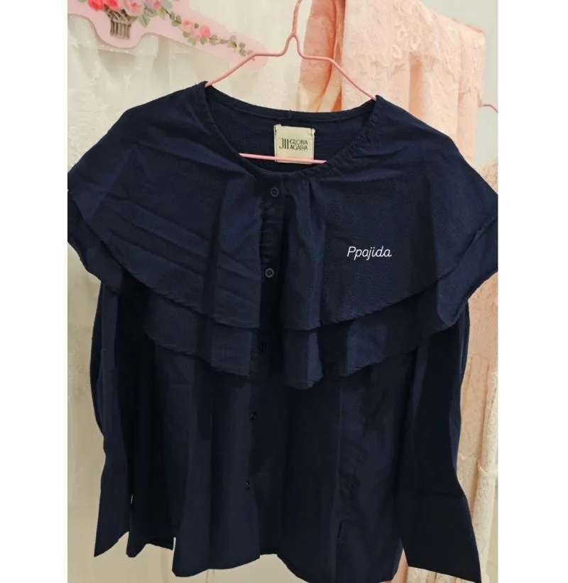 JII GLORIA NAVY COLLAR TOP ORIGINAL photo 1