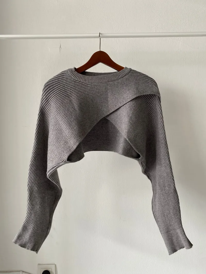 Casual Crop top Wanita gray photo 1