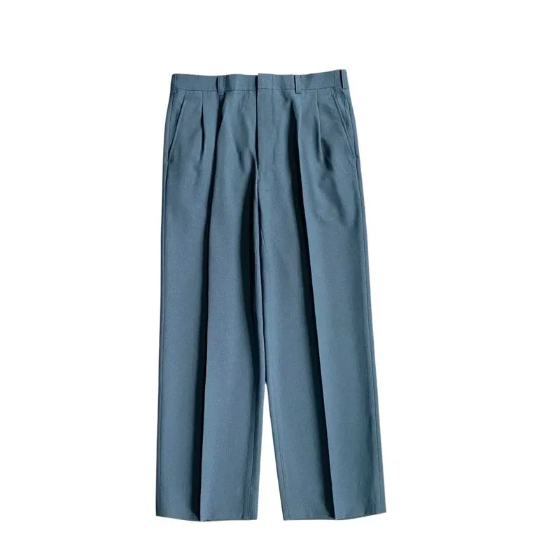 Basic Japanese tailored trousers steel blue regular fit cela photo 1