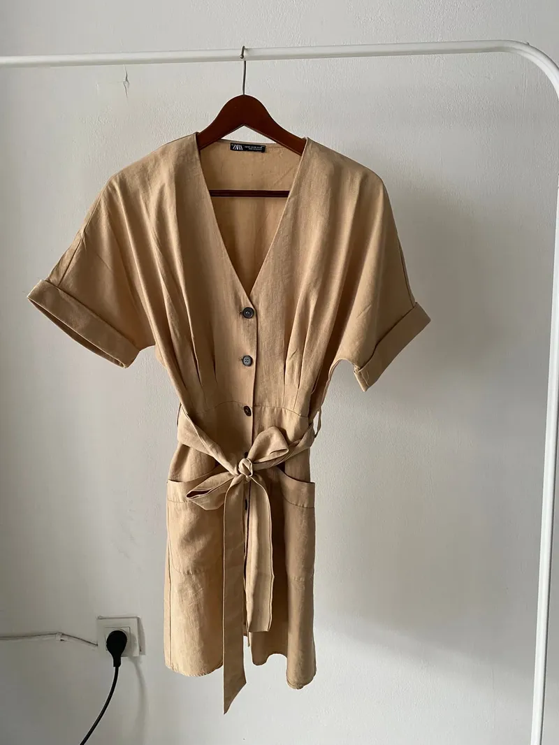 ZARA Casual Casual dress Wanita tan photo 1
