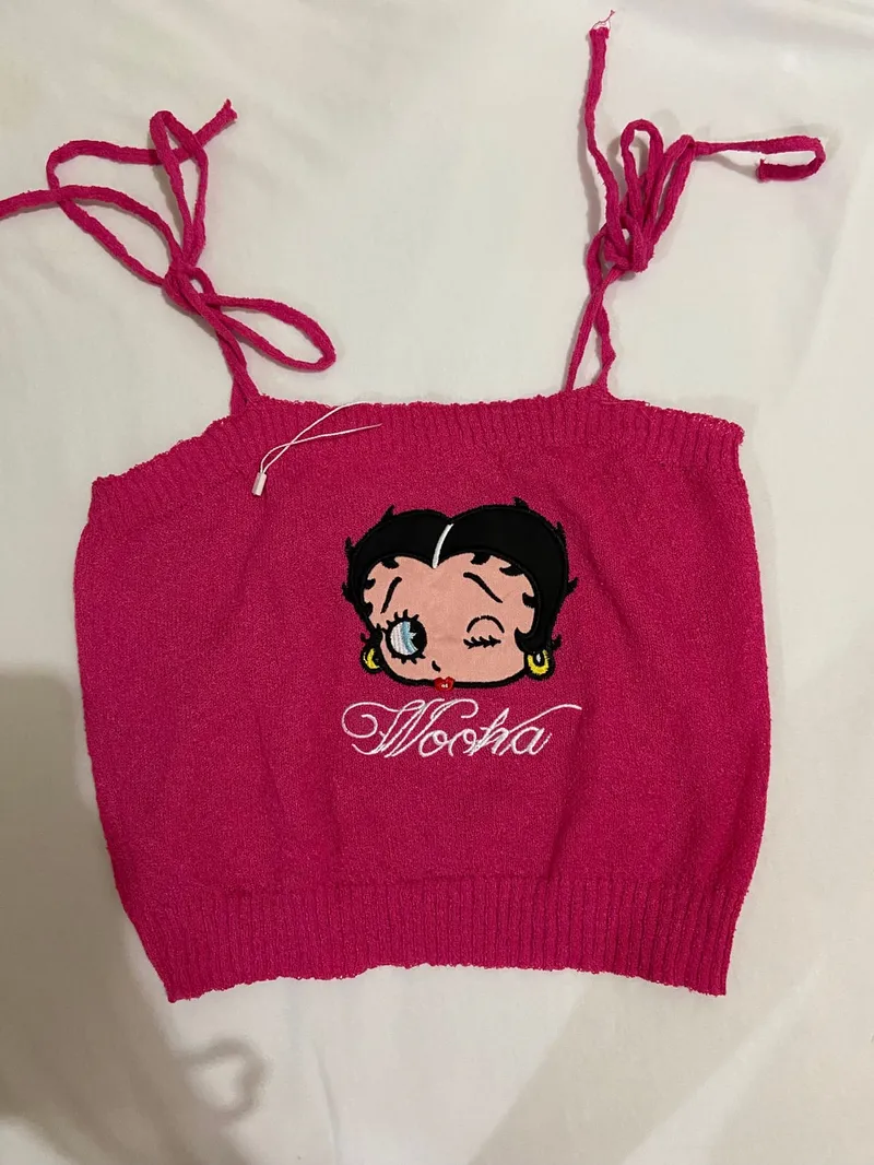 Y2K Crop top Wanita multicolor photo 1