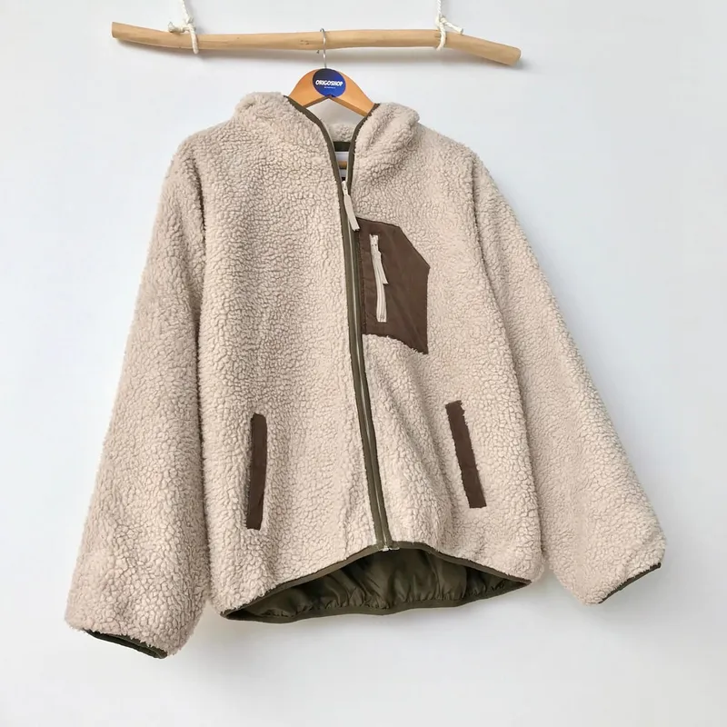 Minimalist Casual Windbreaker Wanita white brown photo 1