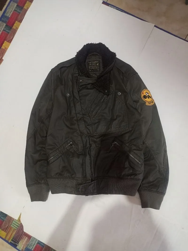 Uniqlo Vintage Biker Leather jacket Pria green photo 1