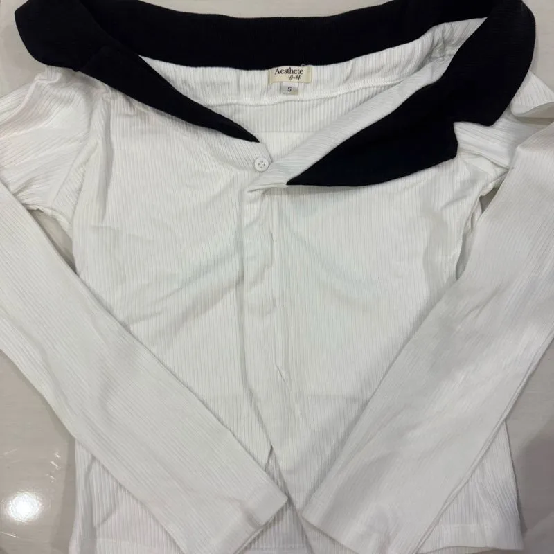 long sleeve ribbed off shoulder top (from aestheteyourlife) photo 1